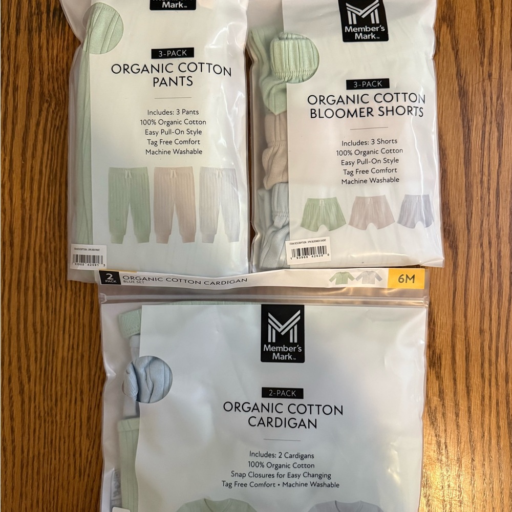 Member's Mark Organic Cotton Kids Matching Set - Green, White, and Tan